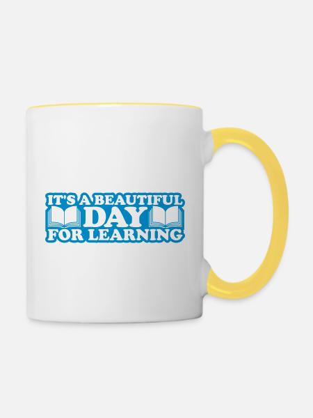 beautiful day for learning - Tasse zweifarbig - Weiß/Gelb