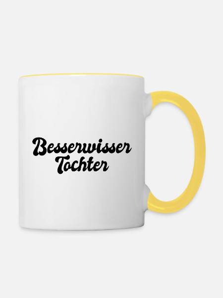 Besserwisser Tochter - Tasse zweifarbig - Weiß/Gelb