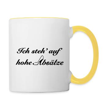 hohe Absätze - Tasse zweifarbig - Weiß/Gelb - Rechts