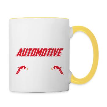 Peintrelogue automobile Technicien de carrosserie automobile Douleur - Mug contrasté - blanc/jaune - Droite