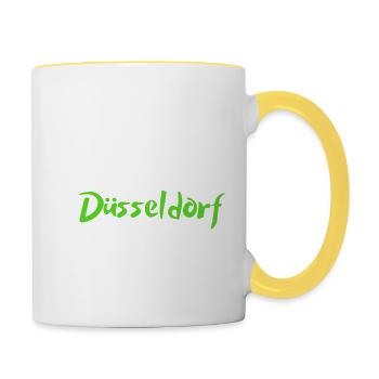 Verliebt in Düsseldorf | Düsseldorf Mitbringsel - Tasse zweifarbig - Weiß/Gelb - Rechts