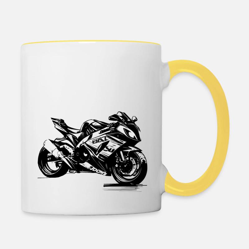 Show off your style with our motorcycle logos - Contrasting Mug - white/yellow