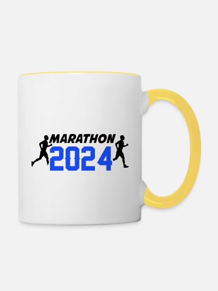 Marathon 2024 - Tasse zweifarbig - Weiß/Gelb
