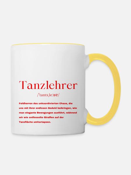 Tanzlehrer Definition - Tasse zweifarbig - Weiß/Gelb
