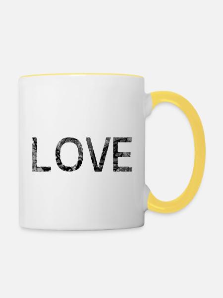 Liebe aus Marmor - Tasse zweifarbig - Weiß/Gelb