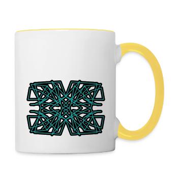 Muster - Tasse zweifarbig - Weiß/Gelb - Rechts