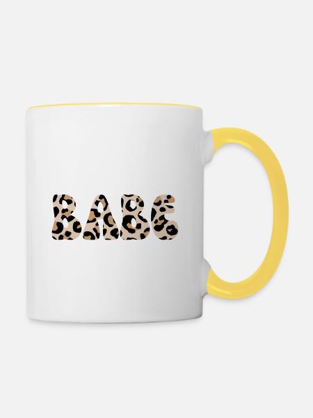 Babe Leopard - Brautgespann - Tasse zweifarbig - Weiß/Gelb