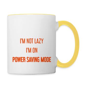 I'm not lazy, I'm in power saving mode! - Contrasting Mug - white/yellow - Right