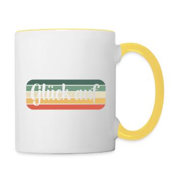 Glück auf Gruß - Tasse zweifarbig - Weiß/Gelb - Rechts