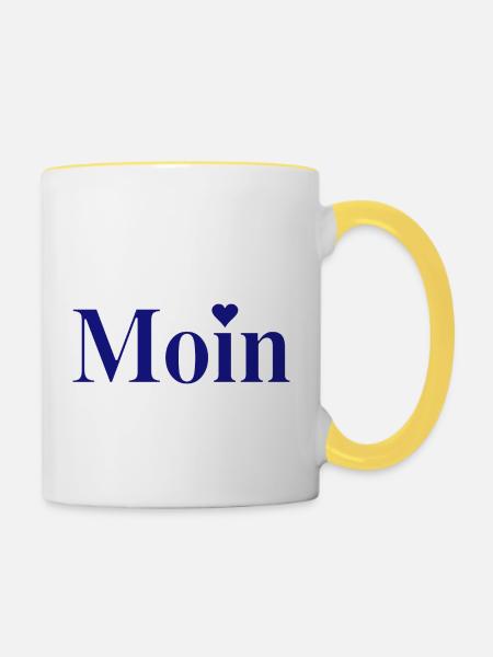 Moin mit Herz - Tasse zweifarbig - Weiß/Gelb