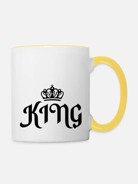 king - Tasse zweifarbig - Weiß/Gelb