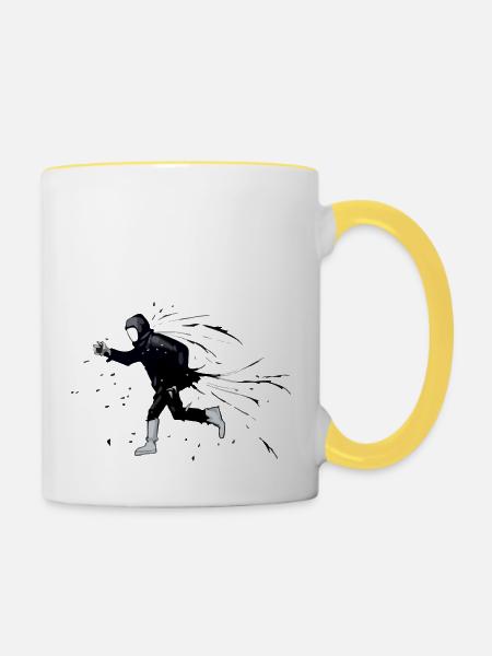 Theo Straßenkunst - Tasse zweifarbig - Weiß/Gelb