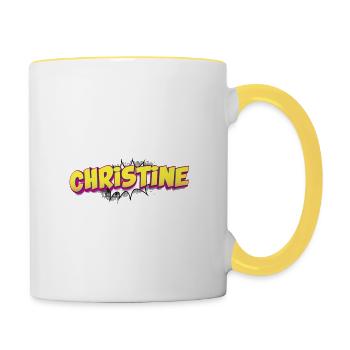 Christine Custom Name Comic Book Style Pop Art, - Contrasting Mug - white/yellow - Right