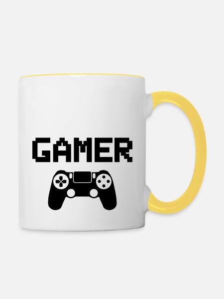 gamer - Tasse zweifarbig - Weiß/Gelb