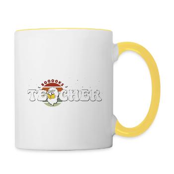 Trick or Teach Retro Floral Ghost Teacher Groovy - Contrasting Mug - white/yellow - Right