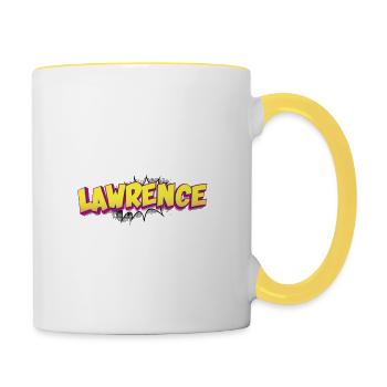 Lawrence Nom personnalisé Style bande dessinée Pop Art, - Mug contrasté - blanc/jaune - Droite