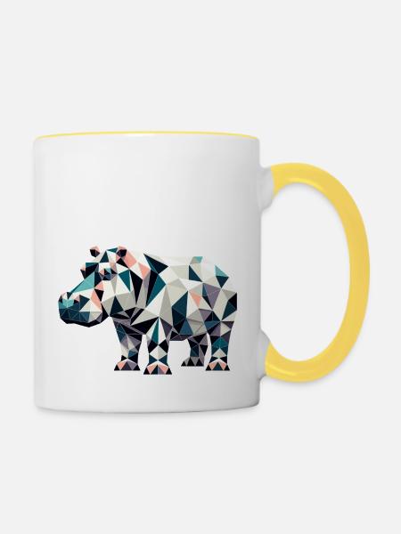 Nilpferd // hippo - Tasse zweifarbig - Weiß/Gelb