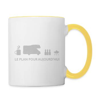 Le plan pour aujourd'hui : partir en camping - Mug contrasté - blanc/jaune - Droite