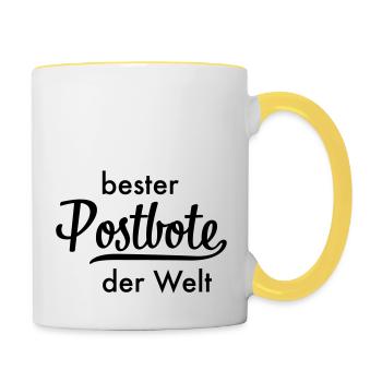 Bester Postbote - Tasse zweifarbig - Weiß/Gelb - Rechts