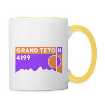 Grand Teton Finisher randonnée Wyoming cadeau souvenir - Mug contrasté - blanc/jaune - Droite