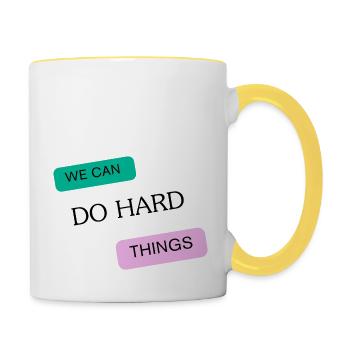 Wir können schwierige Dinge tun - Tasse zweifarbig - Weiß/Gelb - Rechts