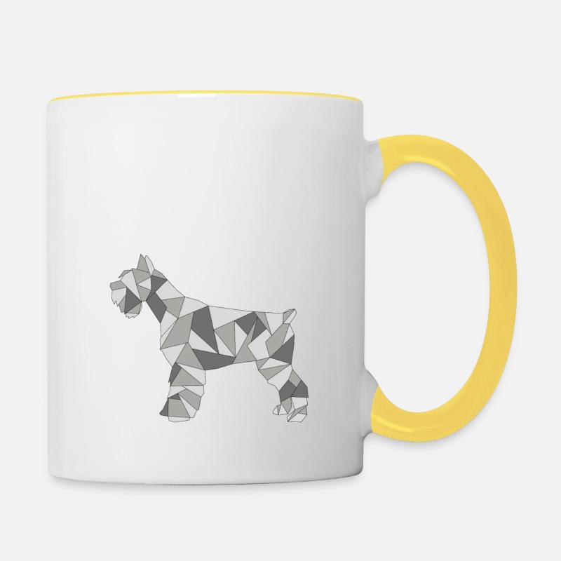 GEOMETRIC SCHNAUZER grey - Contrasting Mug - white/yellow