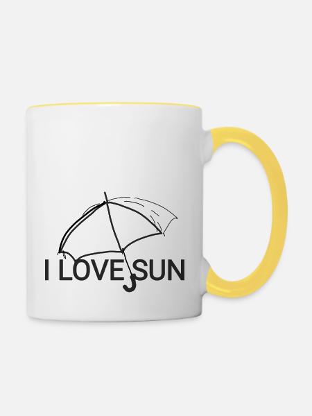 Ich liebe Sonne - Tasse zweifarbig - Weiß/Gelb