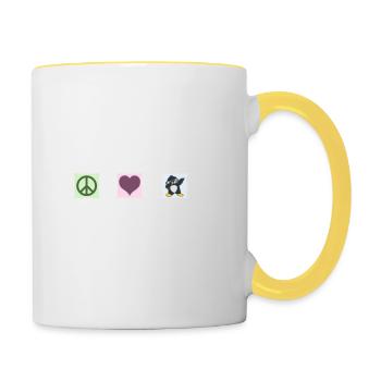 Amour Paix Pingouins Drôle Dab Cool Pingouin Dabbing - Mug contrasté - blanc/jaune - Droite