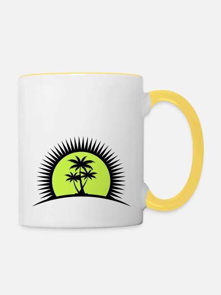 palme - Tasse zweifarbig - Weiß/Gelb