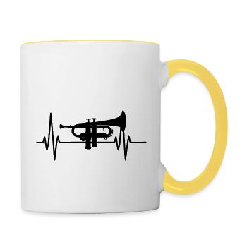 Trompeten-Herzschlag - Tasse zweifarbig - Weiß/Gelb - Rechts