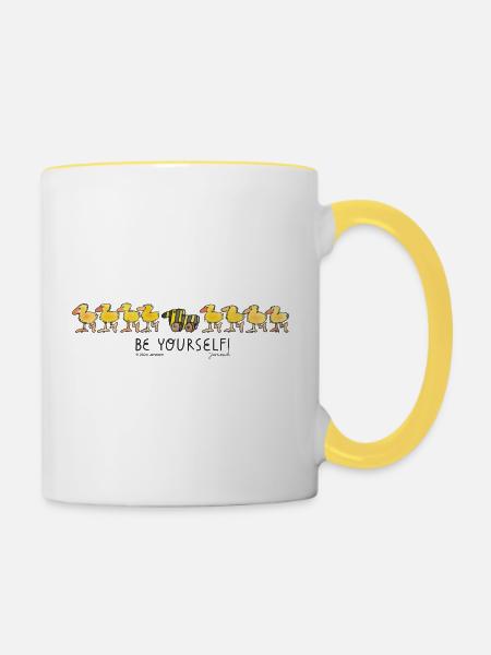Janosch Tigerente Be Yourself Spruch - Tasse zweifarbig - Weiß/Gelb