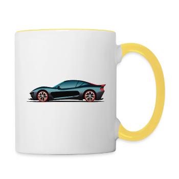 Futuristischer Sportwagen - Tasse zweifarbig - Weiß/Gelb - Rechts