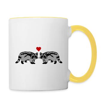 Raccoons in love - Contrasting Mug - white/yellow - Right