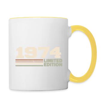 1974 Cadeau Anniversaire 1974 édition limitée 1974 - Mug contrasté - blanc/jaune - Droite