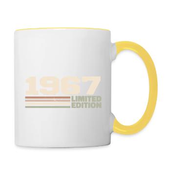 1967 Cadeau Anniversaire 1967 édition limitée 1967 - Mug contrasté - blanc/jaune - Droite