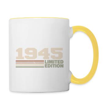 1945 Cadeau Anniversaire 1945 édition limitée 1945 - Mug contrasté - blanc/jaune - Droite