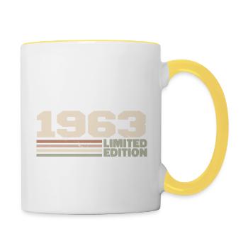 1963 1963 Limitierte Auflage 1963 Geburtstagsgeschenk - Tasse zweifarbig - Weiß/Gelb - Rechts