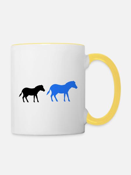 pferd pony 2 - Tasse zweifarbig - Weiß/Gelb