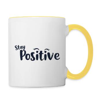 STAY POSITIVE - Contrasting Mug - white/yellow - Right