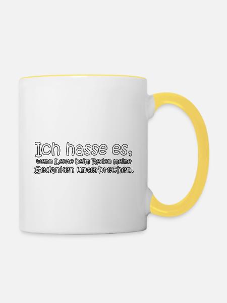Gedanken - Tasse zweifarbig - Weiß/Gelb