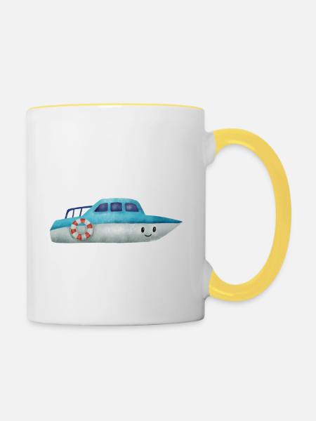 Boot - Tasse zweifarbig - Weiß/Gelb