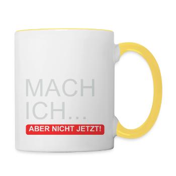 "Je vais le faire... Mais pas maintenant" - Mug contrasté - blanc/jaune - Droite