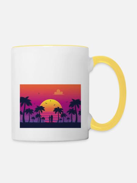 sunset surf - Tasse zweifarbig - Weiß/Gelb
