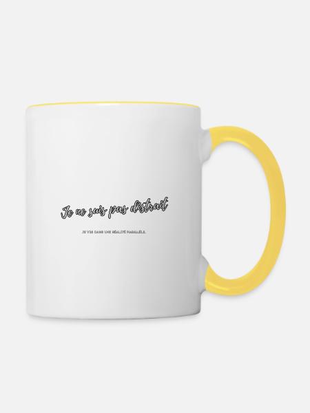 Abgelenkt - Tasse zweifarbig - Weiß/Gelb