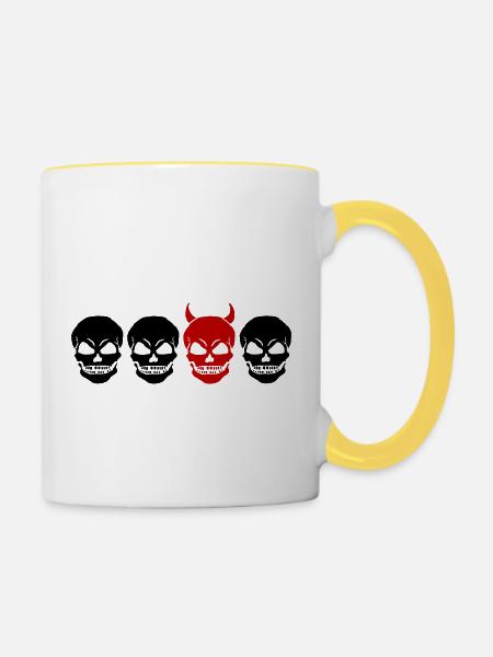 DIFFERENT SKULL2 -2C - Tasse zweifarbig - Weiß/Gelb