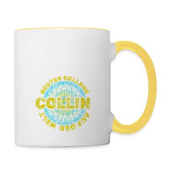 Collin comme prénom - Mug contrasté - blanc/jaune - Droite
