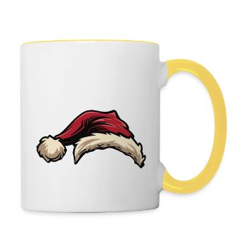 Chapeau de Père Noël - Mug contrasté - blanc/jaune - Droite