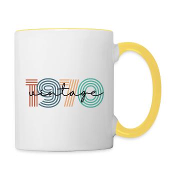 1970's Vintage Retro - Contrasting Mug - white/yellow - Right