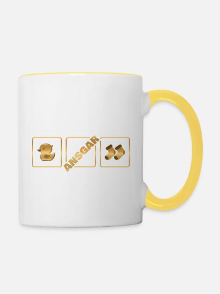 Ansgar als Geburt - Tasse zweifarbig - Weiß/Gelb