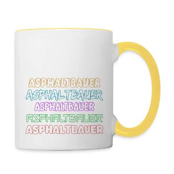 Asphaltbauer als Job - Tasse zweifarbig - Weiß/Gelb - Rechts